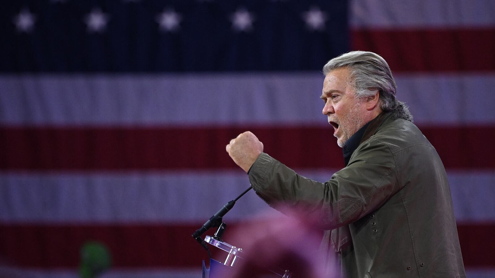 Former White House chief strategist Steve Bannon speaks during the annual Conservative Political Action Conference (CPAC) meeting on February 24, 2024, in National Harbor, Maryland.