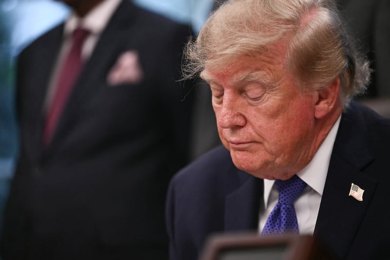 US President Donald Trump makes an announcement in the Oval Office of the White House in Washington, DC, on September 28, 2026. (Photo by Kent NISHIMURA / AFP via Getty Images)