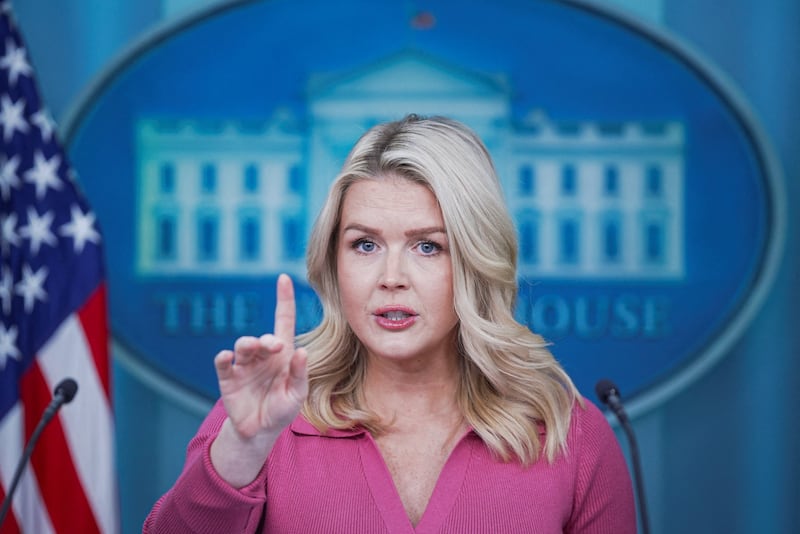 White House Press Secretary Karoline Leavitt speaks during a press briefing at the White House in Washington, D.C., U.S., February 5, 2026.