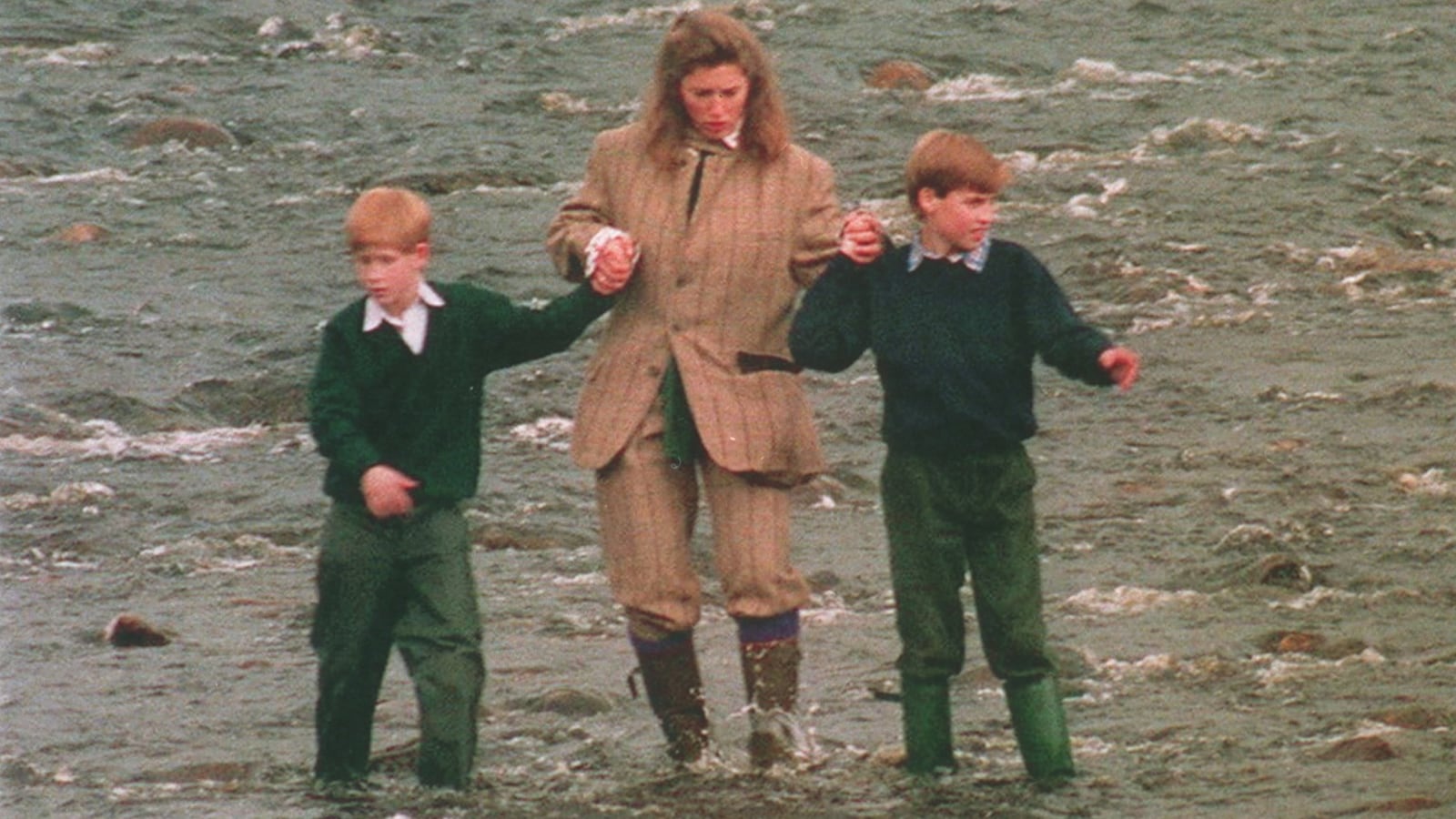 Prince William and Prince Harry at Balmoral as children with Tiggy Legge Bourke