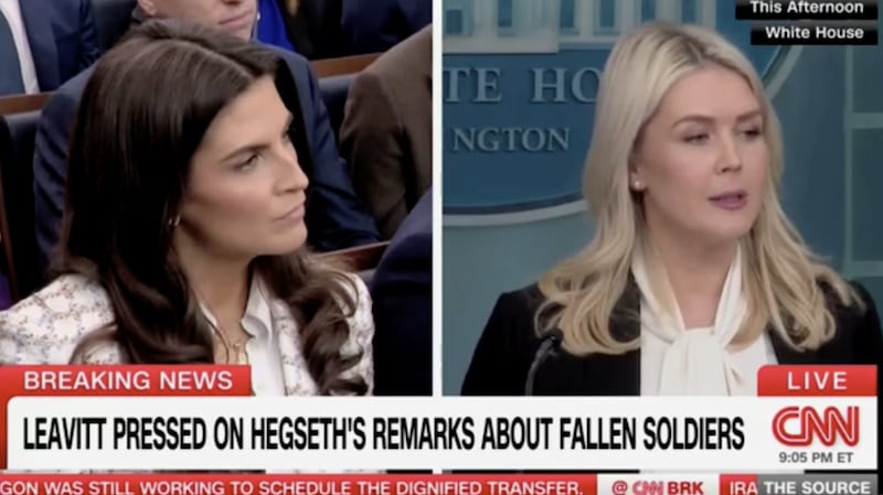 Kaitlan Collins confronts Karoline Leavitt in the White House.