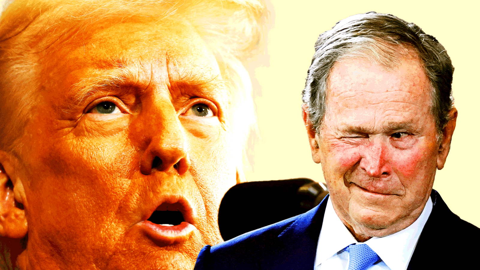 Donald Trump, George W Bush winking