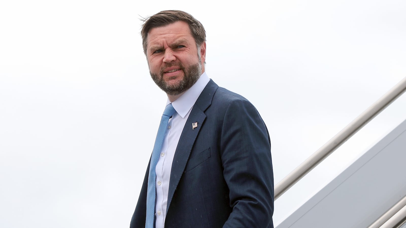 U.S. Vice President JD Vance disembarks Air Force Two at Bangor International Airport on August 24, 2026 in Bangor, Maine.