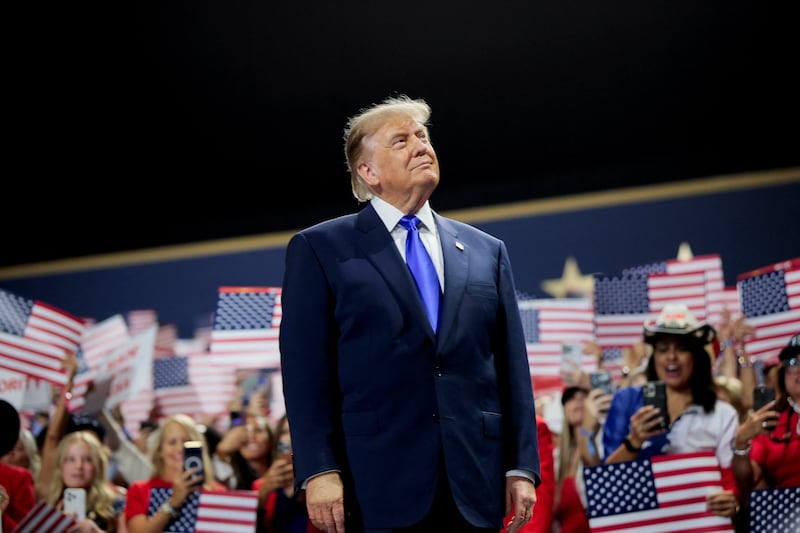 U.S. President Donald Trump arrives on stage at the Republican National Midterm Convention in Dallas, Texas, U.S., September 9, 2026.