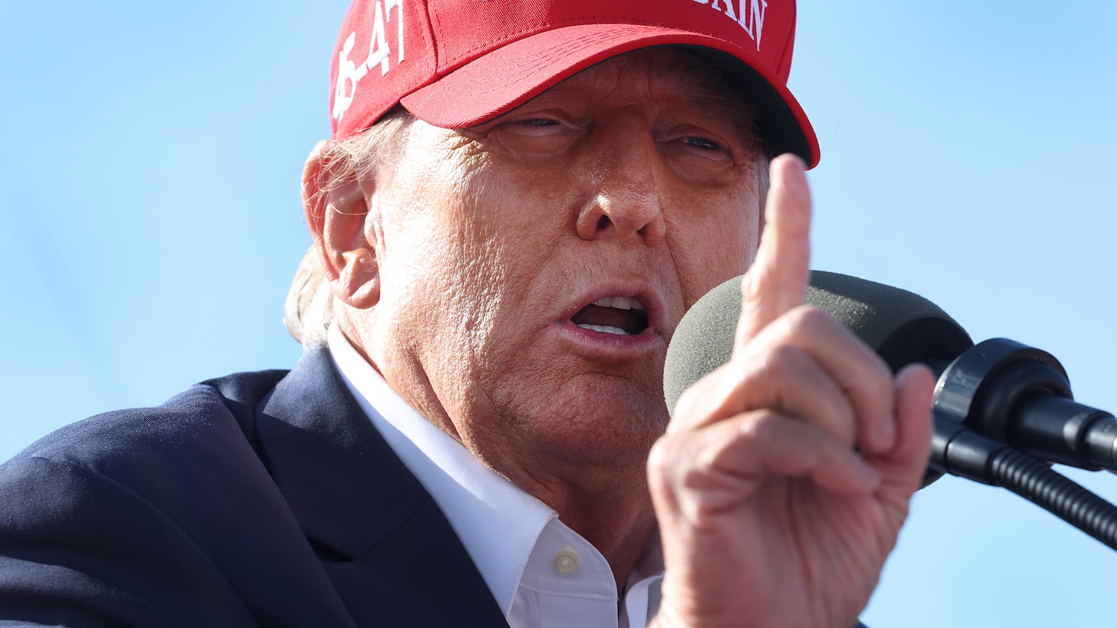 Republican presidential candidate former President Donald Trump speaks to supporters during a rally in Ohio for Senate candidate Bernie Moreno.