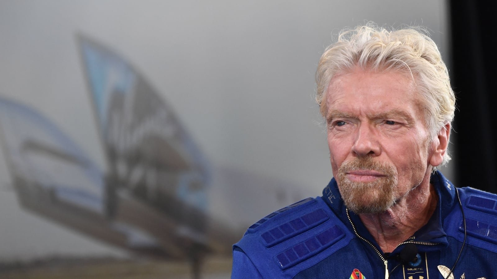 Richard Branson wearing his space suit.