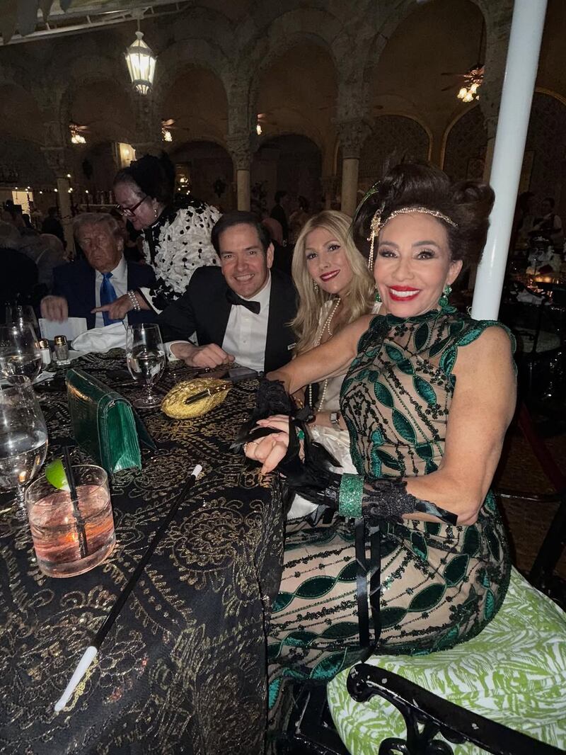 Jeanine Pirro, Marco Rubio and Donald Trump at Mar-a-Lago Halloween 2025