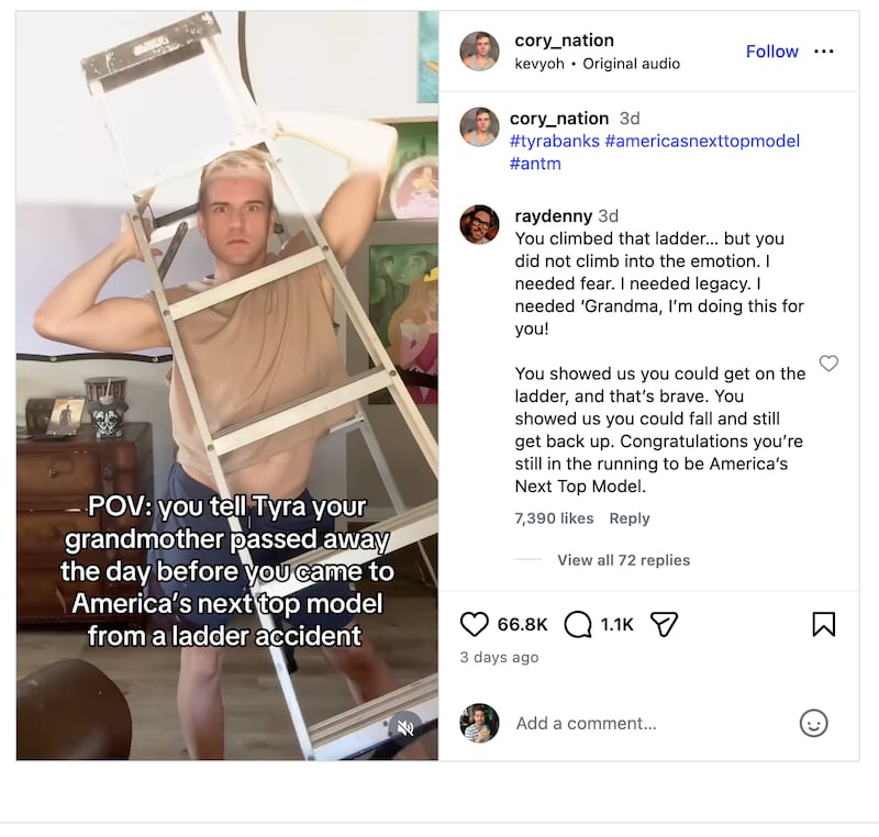 A screenshot of Instagram