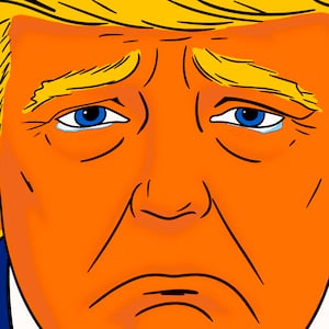 Donald Trump crying illustration, illo