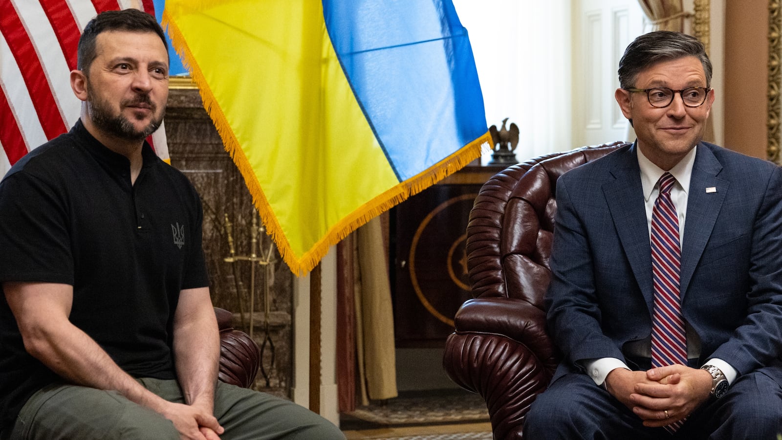 Volodymyr Zelensky met with Mike Johnson in July of 2024 when the House speaker supported U.S. aid to Ukraine.