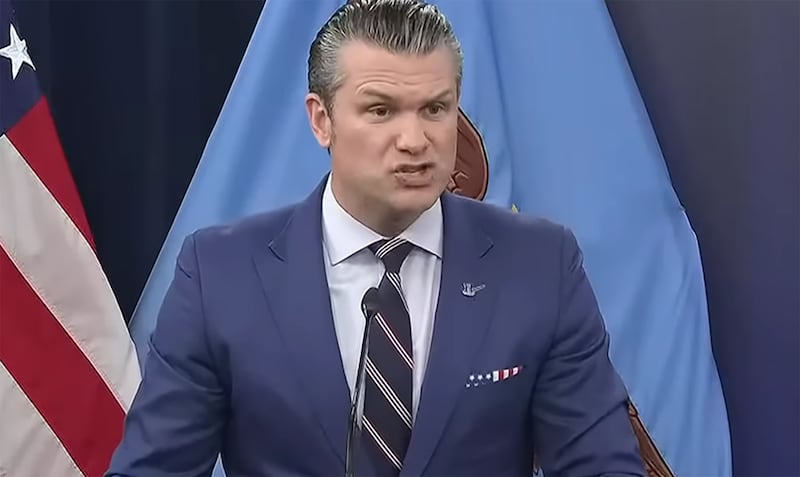 Defense Secretary Pete Hegseth during a Pentagon press conference on Mar 10, 2026.