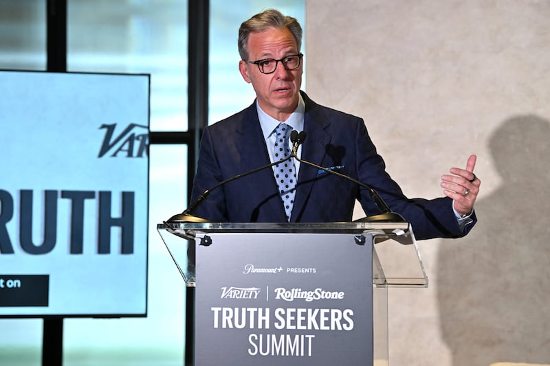 Jake Tapper accepts the Truth Seekers Award onstage during the Variety + Rolling Stone Truth Seekers Summit, presented by Paramount+ on August 14, in New York, New York.