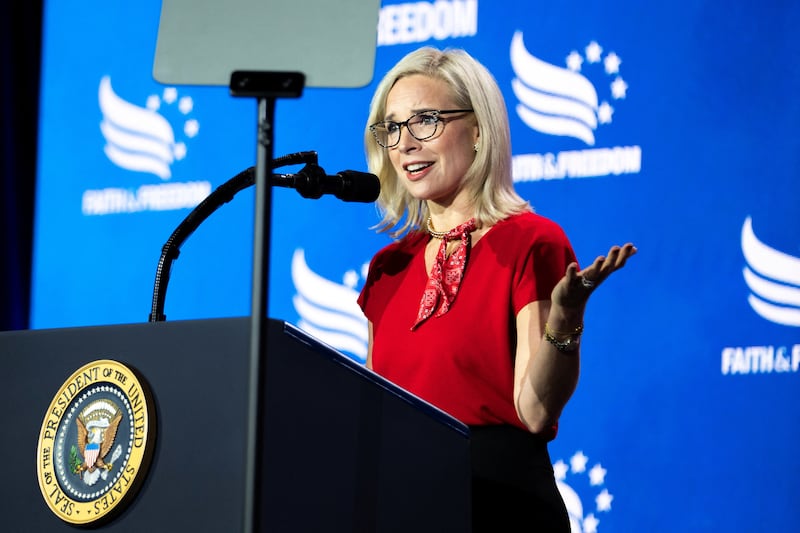 U.S. Representative Ashley Hinson (R-IA), Iowa Republican nominee for US Senate, delivers remarks on the day U.S. President Donald Trump is scheduled to speak at the Faith & Freedom Coalition "Road to Majority" Conference, Washington D.C., U.S., June 26, 2026. REUTERS/Nathan Howard
