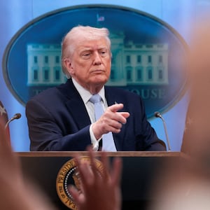 U.S. President Donald Trump takes questions as he speaks during a press conference in the James S. Brady Press Briefing Room at the White House in Washington, D.C., U.S., April 6, 2026. REUTERS/Evan Vucci