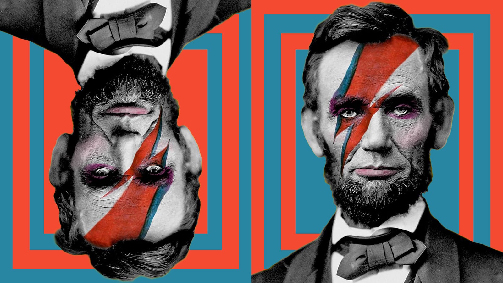 Photo illustration of Abraham Lincoln with Ziggy Stardust treatment