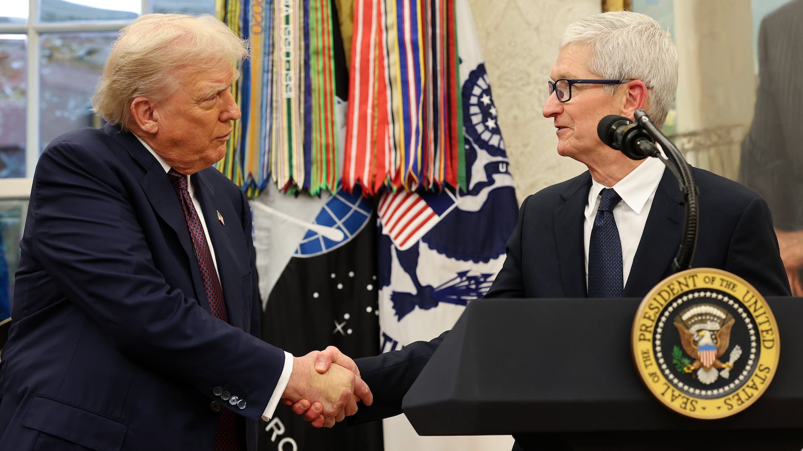 Donald Trump and Tim Cook