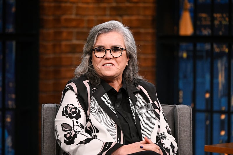 LATE NIGHT WITH SETH MEYERS -- Episode 1822 -- Pictured: Comedian & actress Rosie O'Donnell during an interview with Seth Meyers on July 23, 2026 -- (Photo by: Paula Lobo/NBC via Getty Images)
