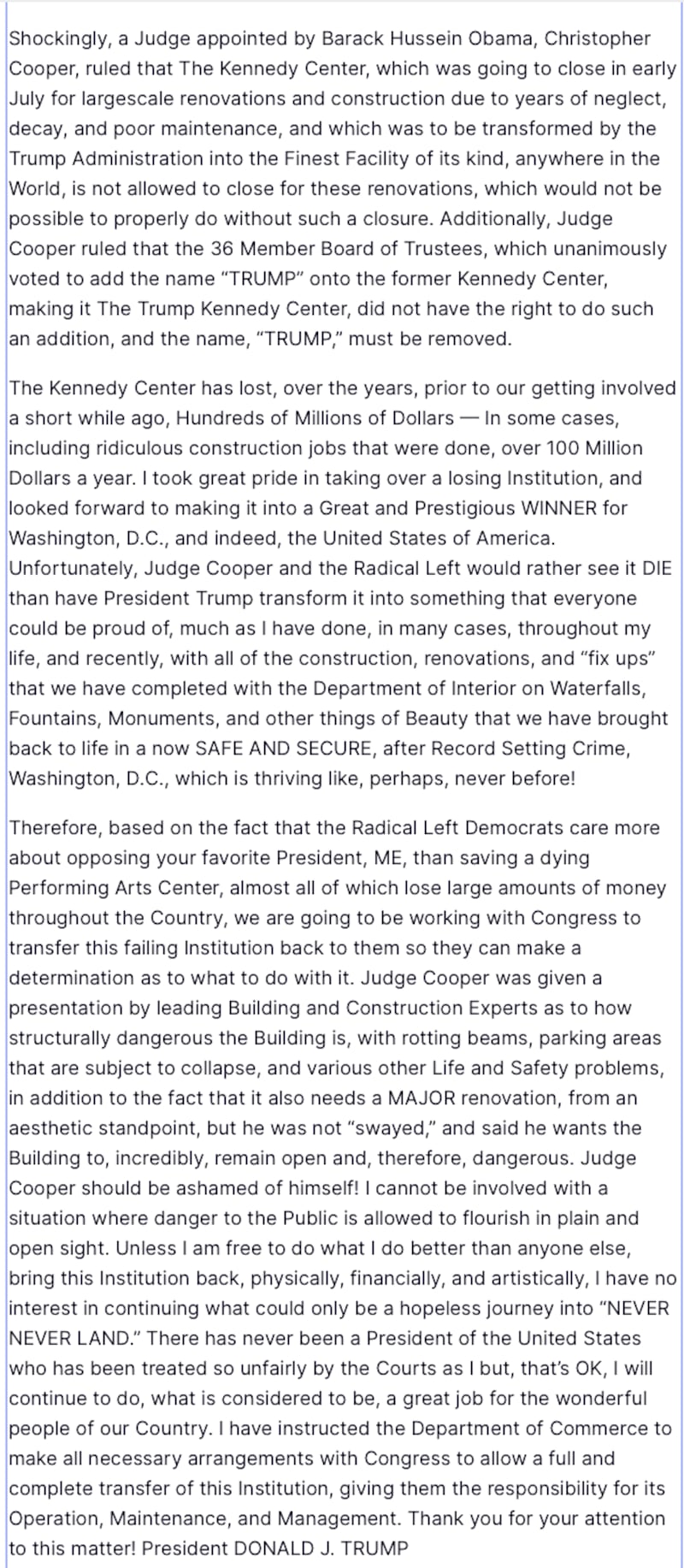 Trump's response to Friday's ruling