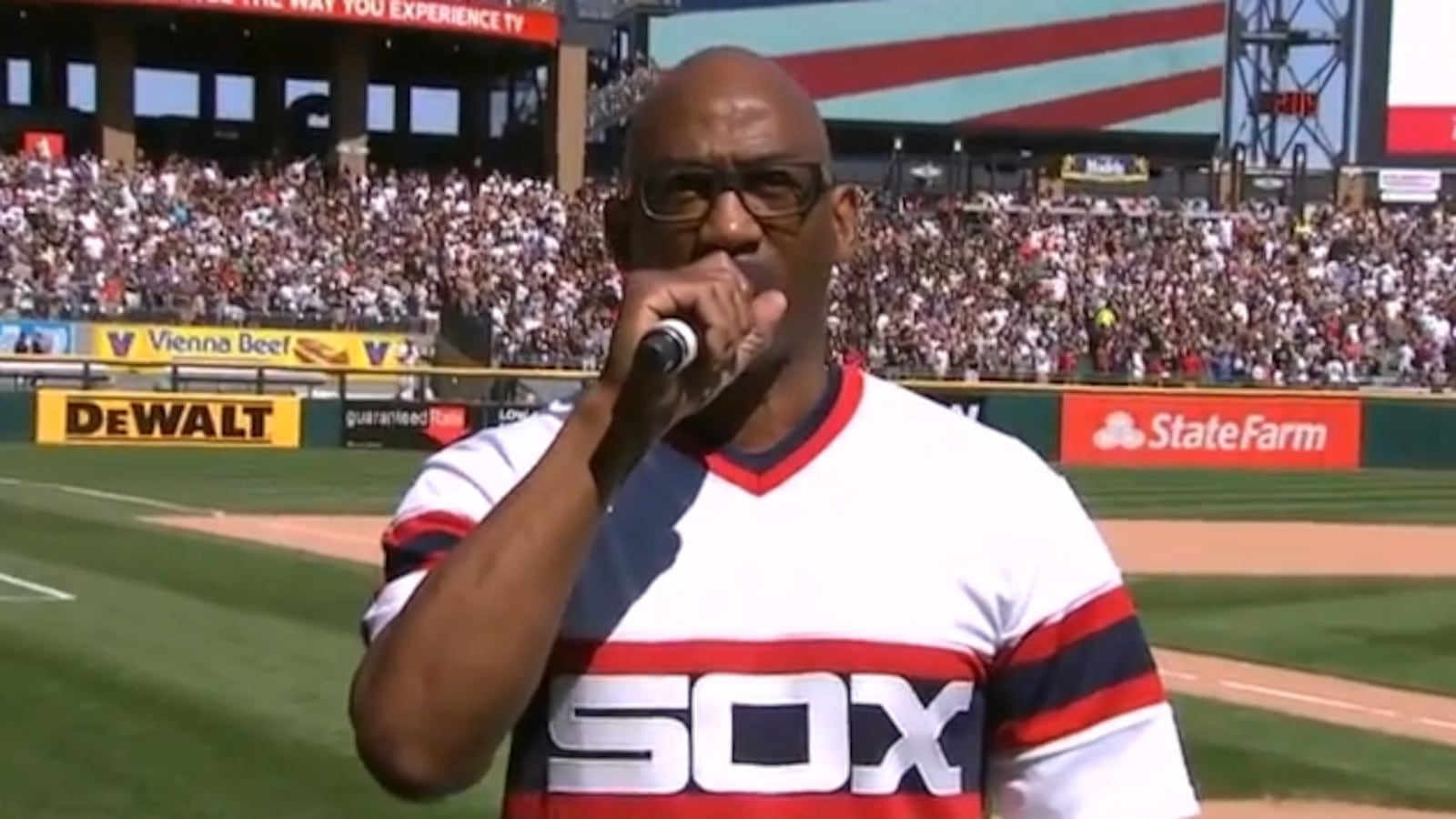 Gerald Chaney singing the National Anthem.