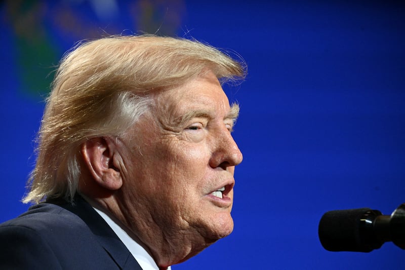US President Donald Trump speaks during an event on his administration's recent tax-relief initiative at the Red Rock Casino Resort and Spa in Las Vegas, Nevada, on August 5, 2026.