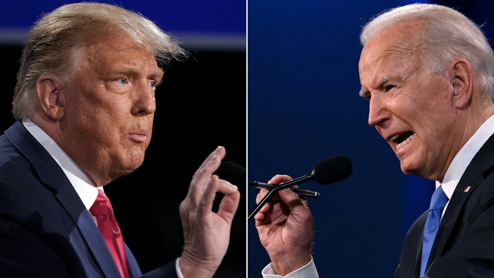 Donald Trump (L) and Joe Biden