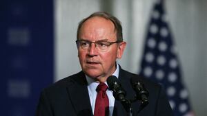 Rep. Tom Tiffany (R-WI) speaks, before U.S. Vice President JD Vance discusses anti-fraud initiatives during a visit to Wisconsin Air National Guard's 128th Air Refueling Wing, at Milwaukee Mitchell Airport in Milwaukee, Wisconsin, U.S. July 8, 2026. REUTERS/Jim Vondruska