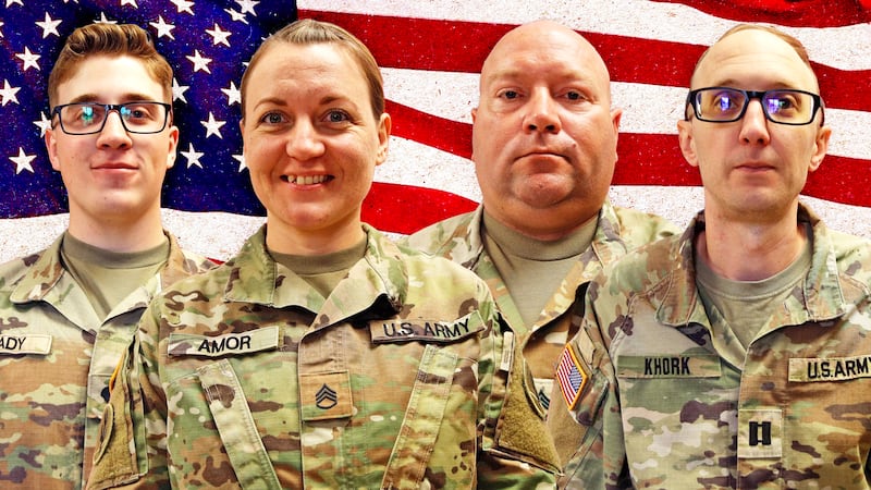 (L to R) Sgt. Declan J. Coady, Sgt. 1st Class Noah L. Tietjens, Sgt. 1st Class Nicole Amor and Capt. Cody Khork were killed March 1, 2026, at the Port of Shuaiba, Kuwait during a drone attack.
