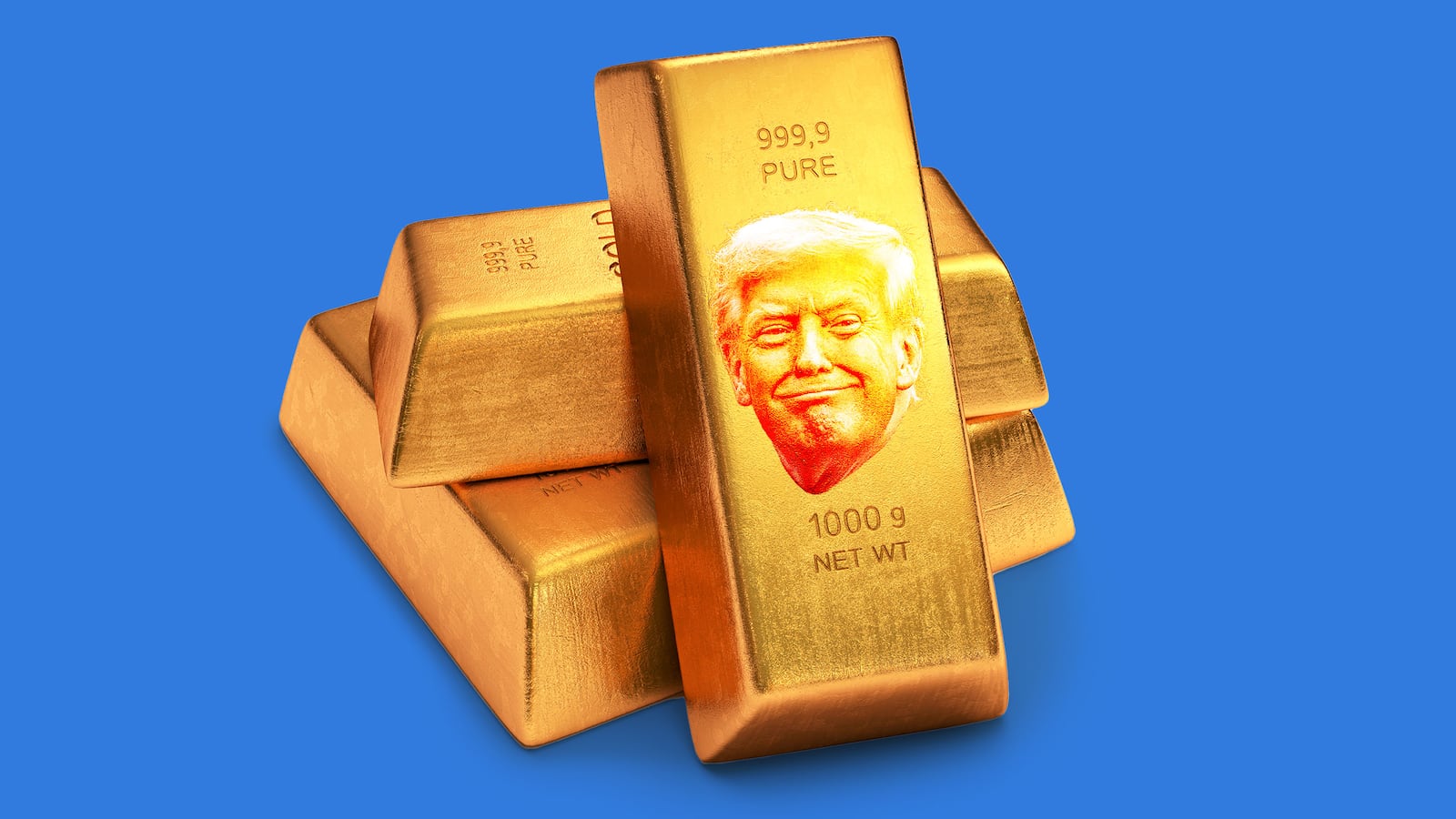 Donald Trump's face on gold bars