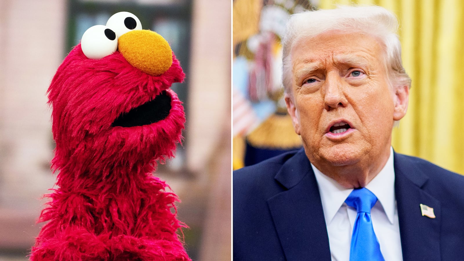 Elmo and Donald Trump.