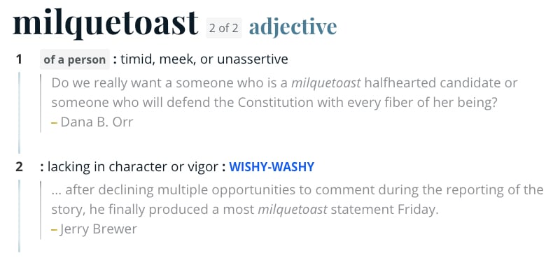 the definition of milquetoast