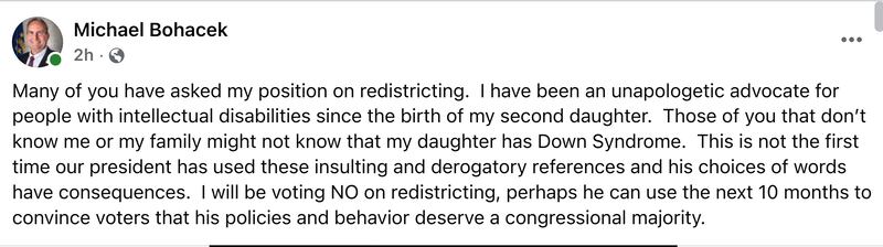 Michael Bohacek's Facebook post.