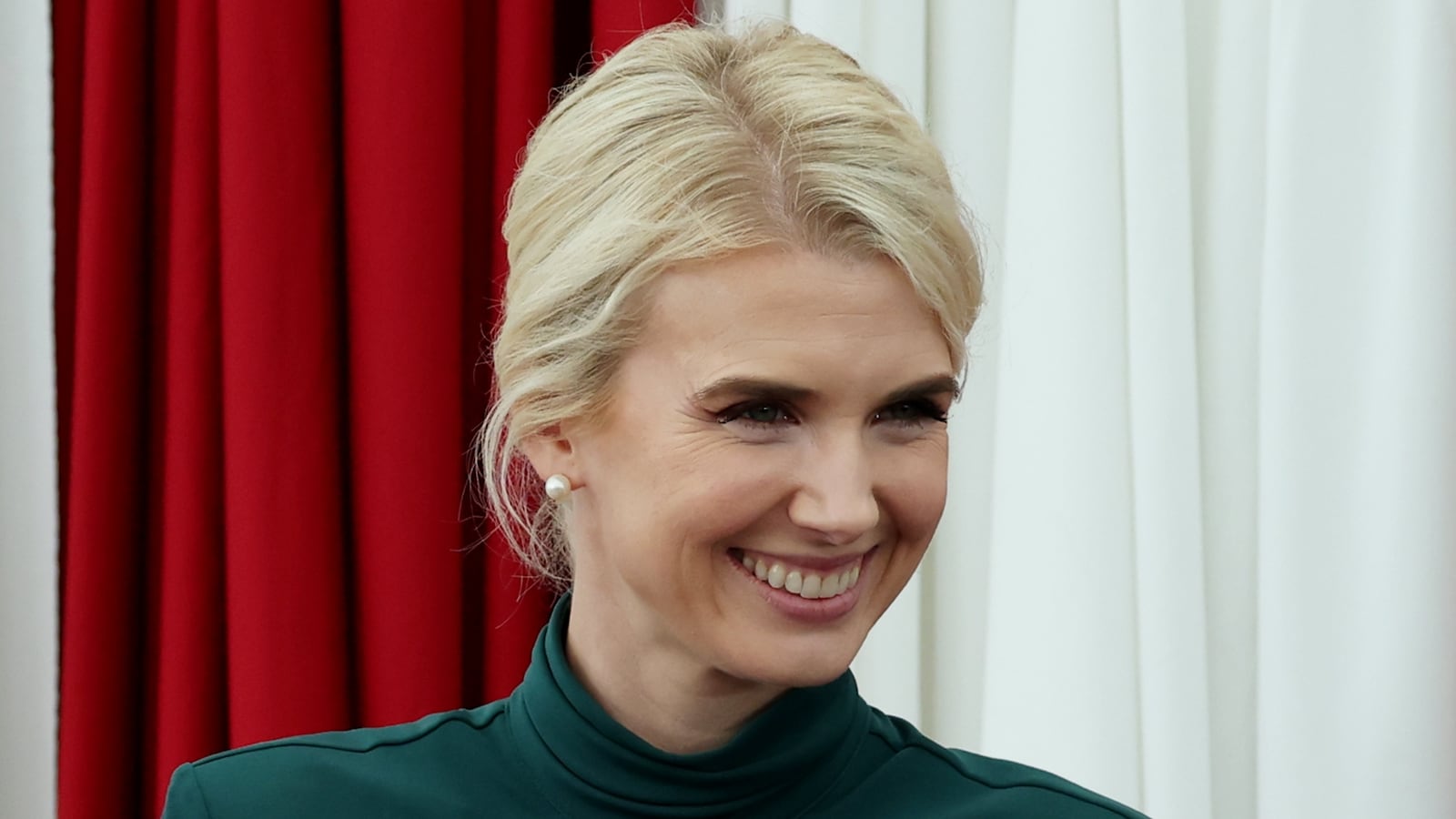 DUBLIN, IRELAND - SEPTEMBER 12: Natalie Harp, executive assistant to U.S. President Donald Trump, arrives to meet with U.S. Embassy personnel and business leaders at Deerfield Residence on September 12, 2026 in Dublin, Ireland. U.S. President Donald Trump is on a two-day non-state visit to Ireland. Among other events today, he is holding a bilateral meeting with Taoiseach Micheál Martin at Farmleigh House in the Phoenix Park. (Photo by Anna Moneymaker/Getty Images)