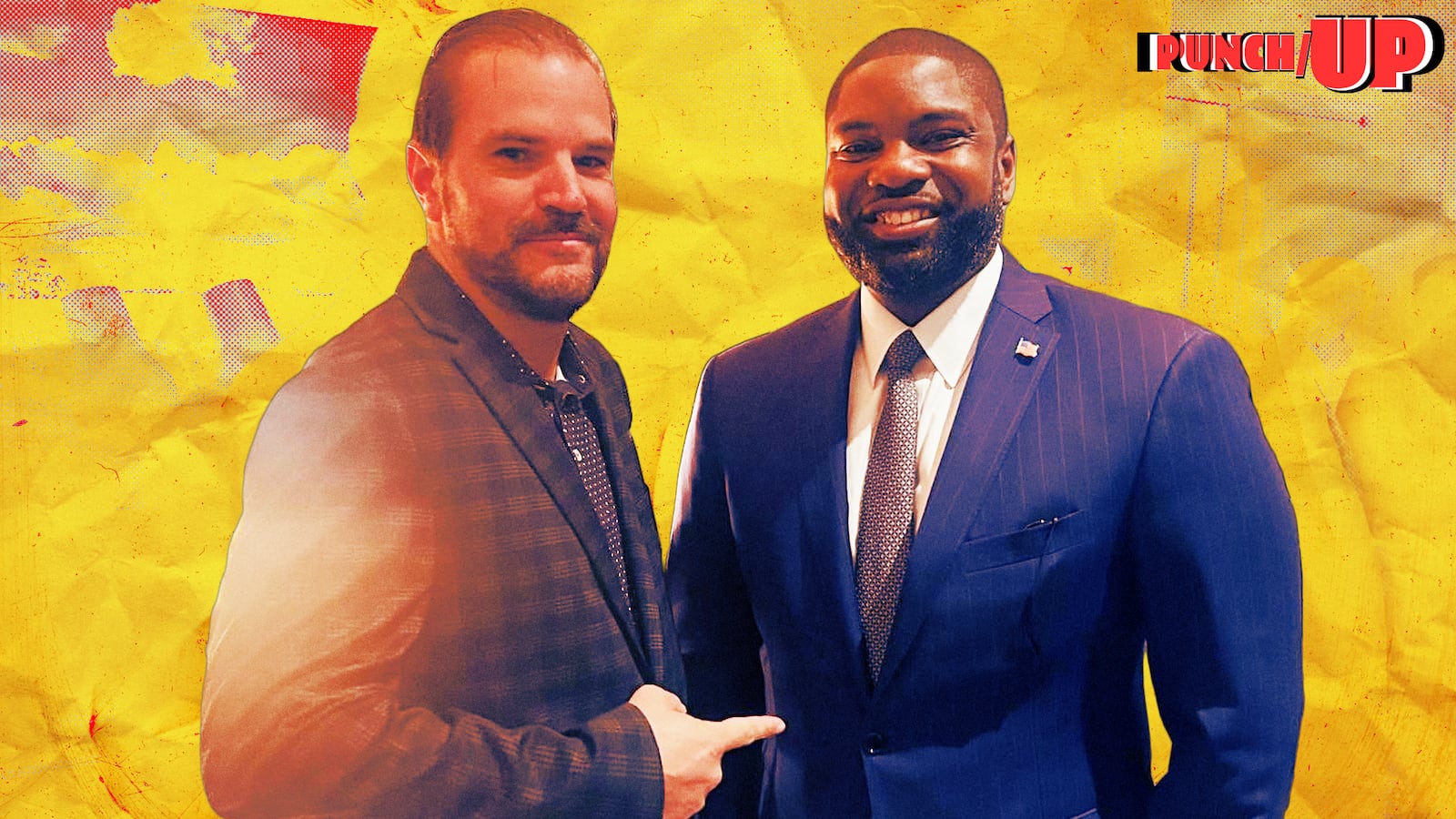 A photo illustration for PunchUp of Vlastimil "Pat" Jira and Byron Donalds.