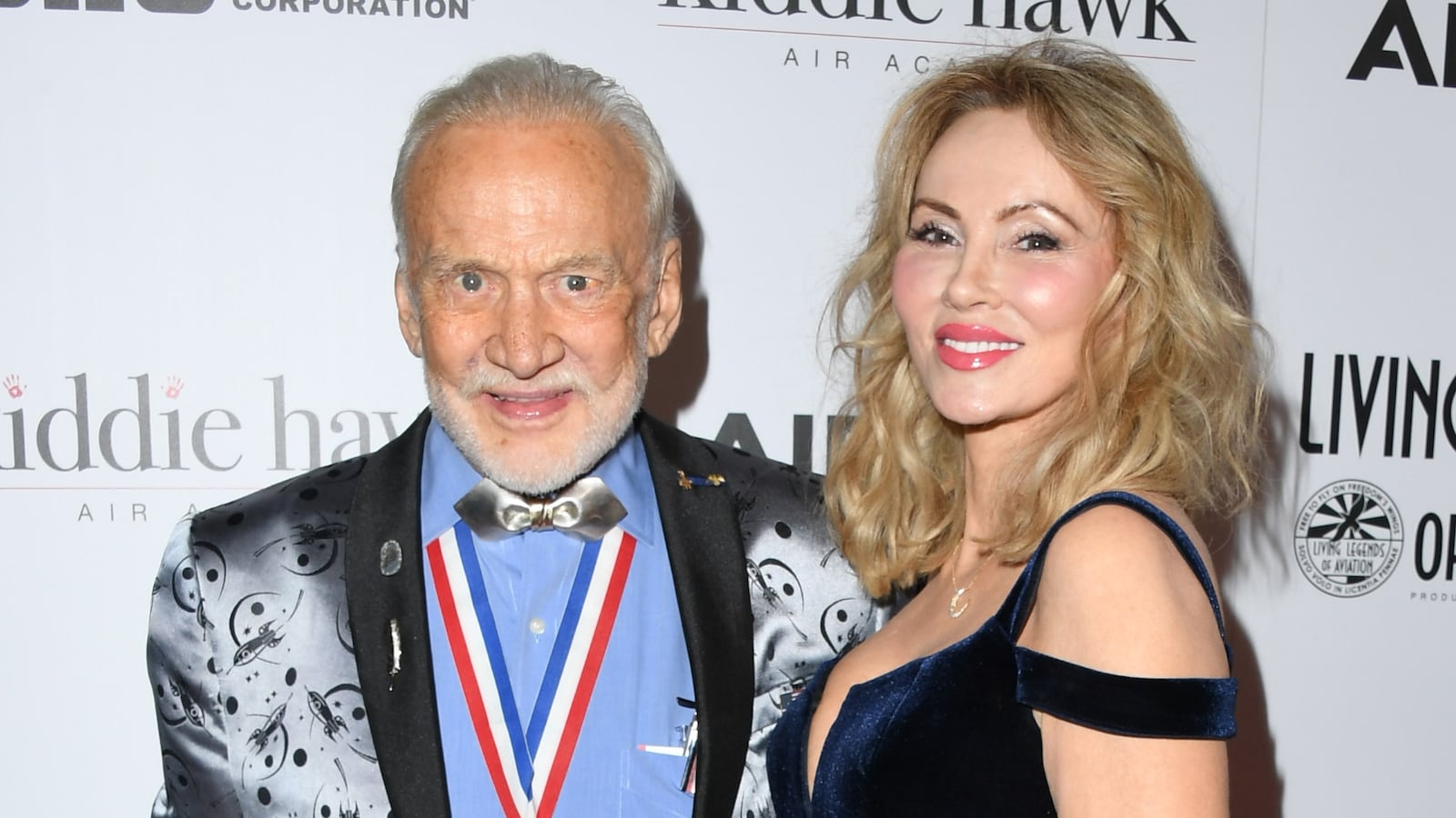 BEVERLY HILLS, CALIFORNIA - JANUARY 18: Buzz Aldrin and Anca Faur attend the 16th Annual Living Legends Of Aviation Awards at The Beverly Hilton Hotel on January 18, 2019 in Beverly Hills, California.