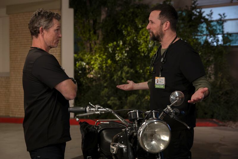 Shawn Hatosy’s Dr. Abbot confronts Noah Wyle’s Dr. Robby in “The Pitt” finale.