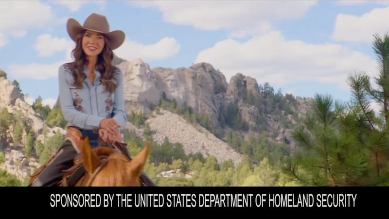 A screenshot from the Kristi Noem ad which has raised questions over a funding conflict of interest.