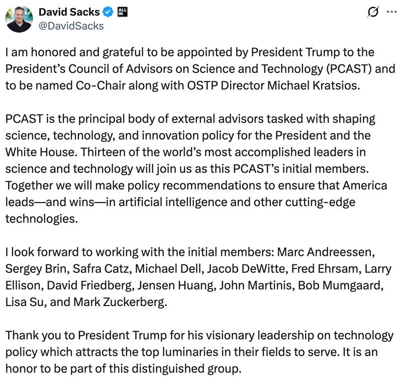 David Sacks on X