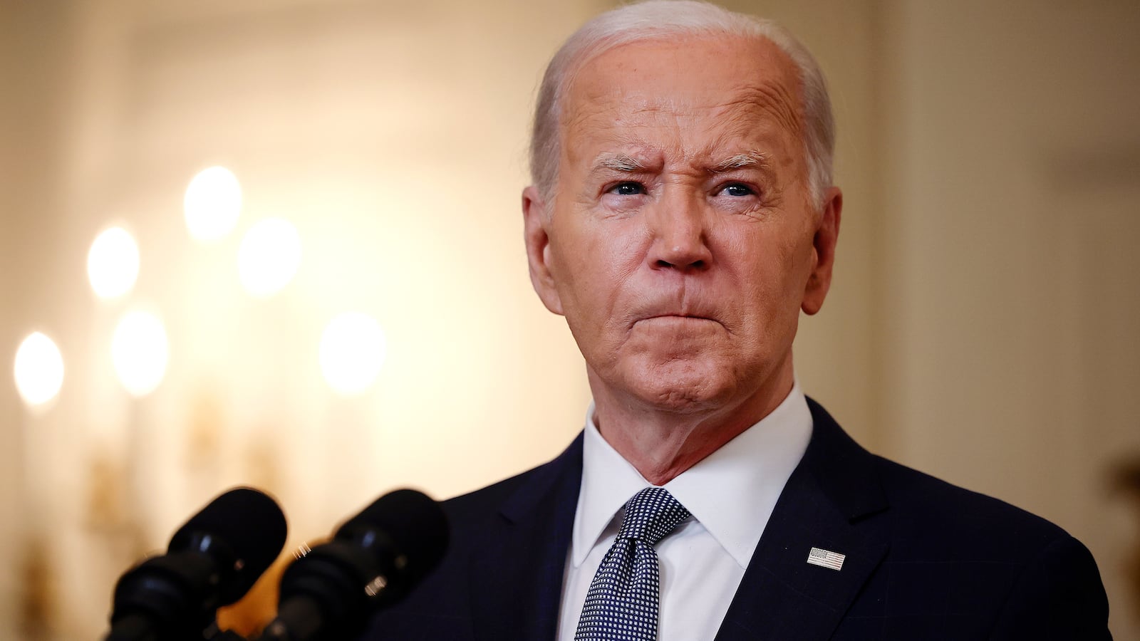 WASHINGTON, DC - MAY 31: U.S. President Joe Biden delivers remarks on former U.S. President Donald Trump’s guilty verdict in his hush-money trial before speaking on the Middle East at the White House on May 31, 2024 in Washington, DC. Biden said Trump had a fair trial and an impartial jury found him guilty on all 34 counts and added it is dangerous for anyone to say the trial was rigged. (Photo by Chip Somodevilla/Getty Images)