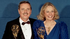 Winners William Daniels and wife Bonnie Bartlett at Emmy Awards Show 1986.