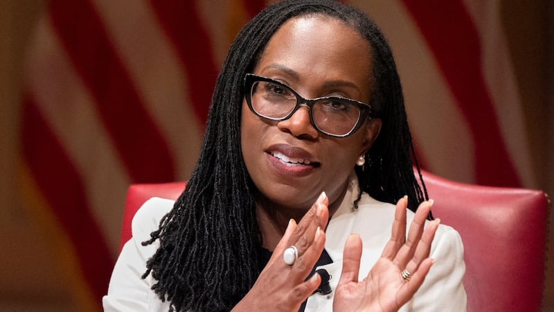Supreme Court Justice Ketanji Brown Jackson speaks to the 2025 Supreme Court Fellows Program, Thursday, Feb. 13, 2025, at the Library of Congress in Washington, D.C., U.S.