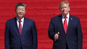 President Donald Trump and President of China Xi Jinping arrive for a tour of the National Archives Museum on September 25, 2026 in Washington, DC. President Xi concludes his three-day state visit to Washington, DC with a tour of the National Archives to view records significant to the U.S.-China relationship throughout history.