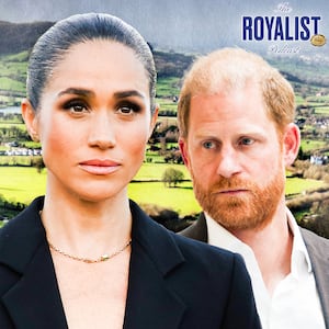 A photo illustration of Meghan Markle, Prince Harry and Cotswolds for The Royalist.