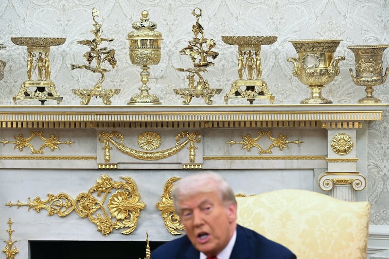 Trump's remodeling of the Oval Office is unprecedented in the amount of gold on display.