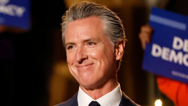LOS ANGELES, CALIFORNIA - AUGUST 14: California Governor Gavin Newsom waits to speak about the “Election Rigging Response Act” at a press conference at the Democracy Center, Japanese American National Museum on August 14, 2025 in Los Angeles, California. Newsom spoke about a possible California referendum on redistricting to counter the legislative effort to add five Republican House seats in the state of Texas. (Photo by Mario Tama/Getty Images)
