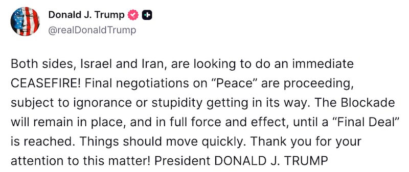 Trump delivered another message about the conflict, about an hour after the first one.