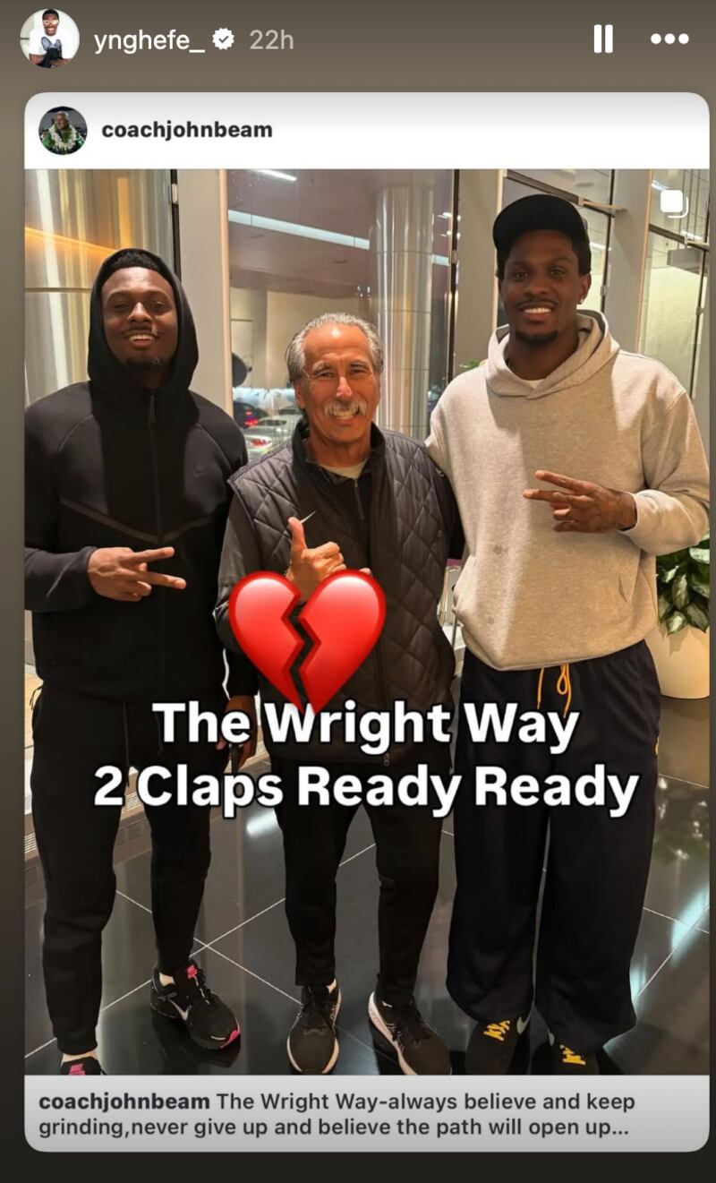 Nahshon Wright's tribute to Coach Beam.