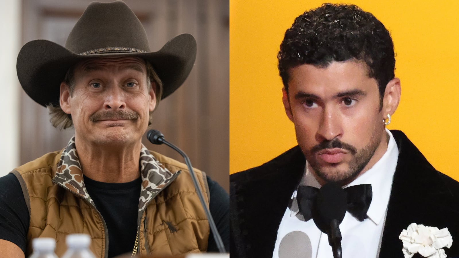Kid rock on the left and Bad Bunny on the right.