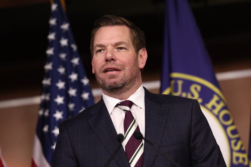 Eric Swalwell (D-CA) speaks at a press conference on committee assignments for the 118th U.S. Congress, at the U.S. Capitol Building on January 25, 2023 in Washington, DC.