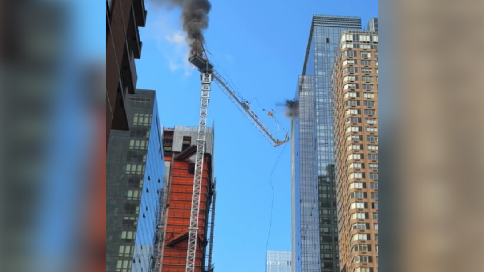 A Hell’s Kitchen crane in New York City caught fire and collapsed.