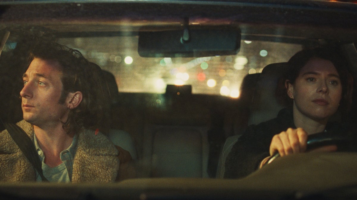 A photo including Jeremy Allen White and Jessie Buckley in the film Fingernails on Apple TV+